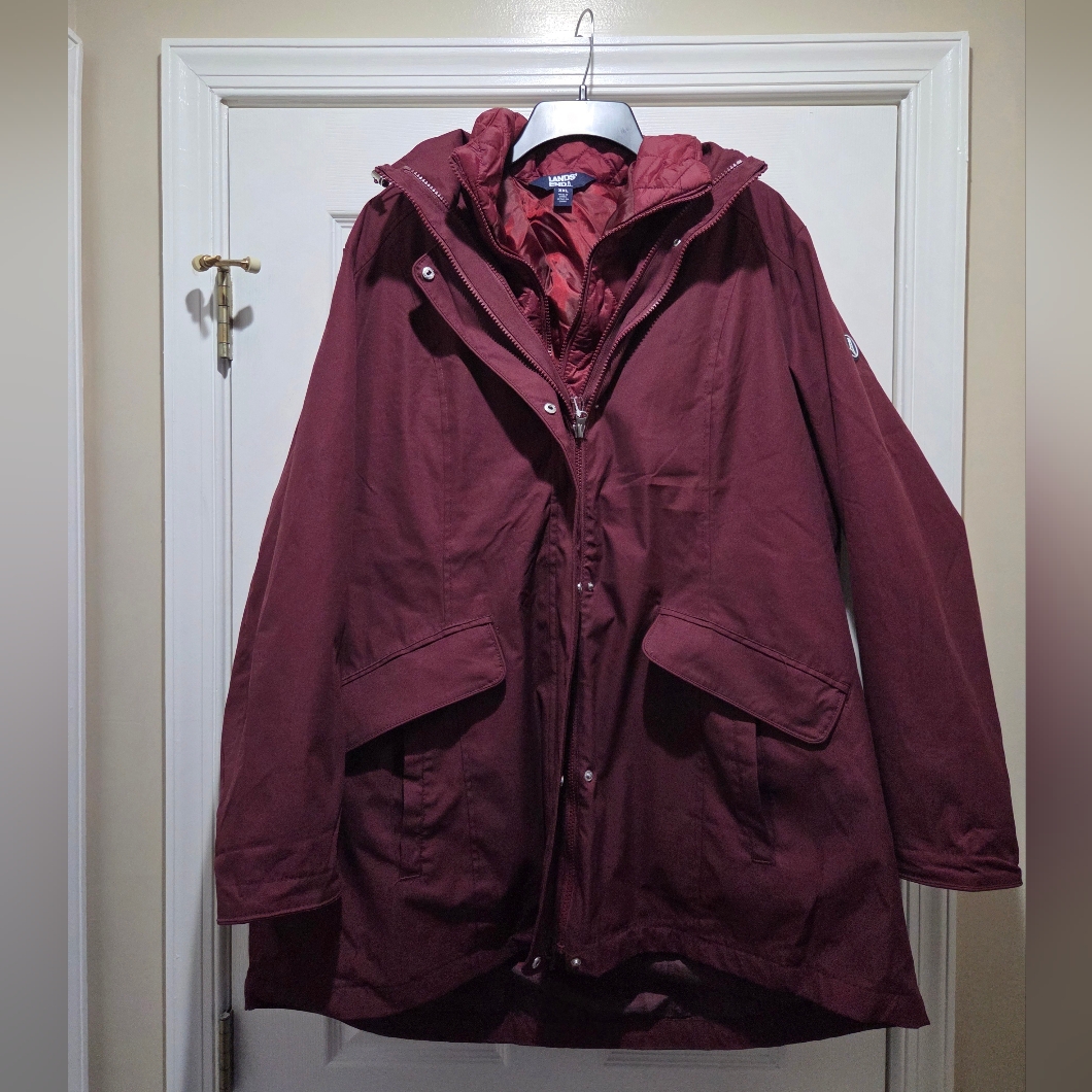 Lands' End Women's Burgundy 3 In 1 Ski Jacket